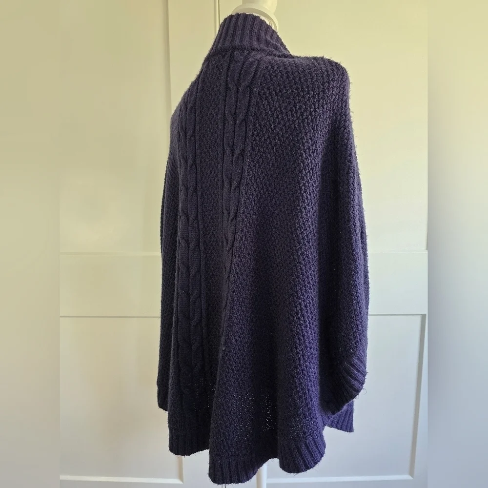 Women's Navy Cable Knit Sweater Cape